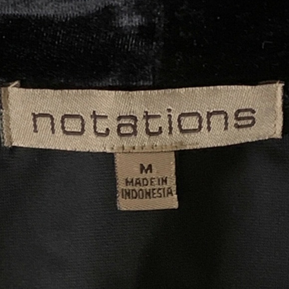 Notations Sz M Black Velvet Shell Top Attached Jacket Beaded Belt #235G - Picture 7 of 9